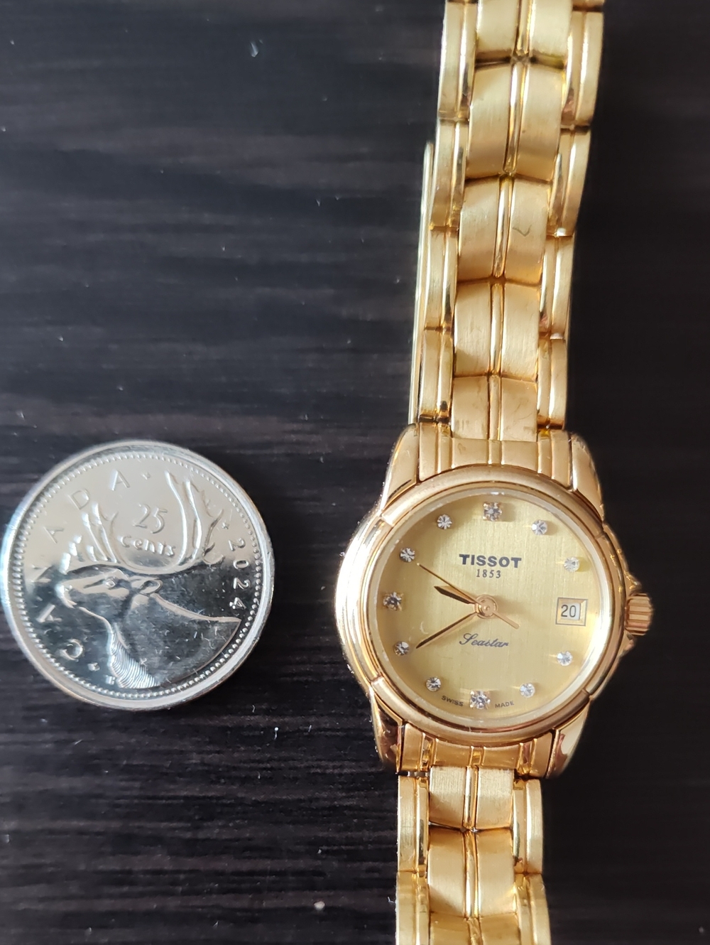 Tissot Gold-Tone Ladies Bracelet Watch with Crystal Markers